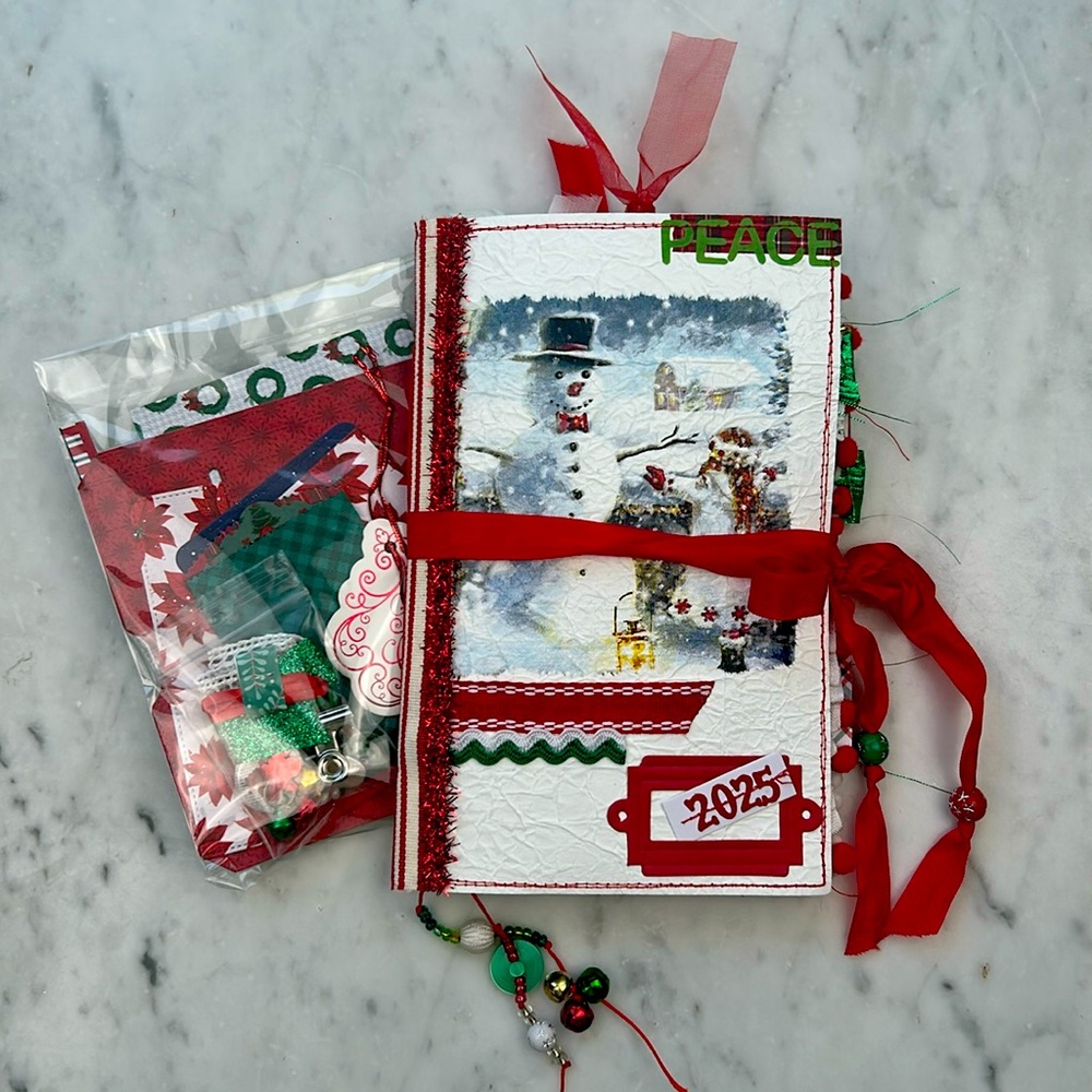 Christmas Junk Journal – Snowman cover – 5.5” x 8¼” – 76 Pages + Ephemera Kit